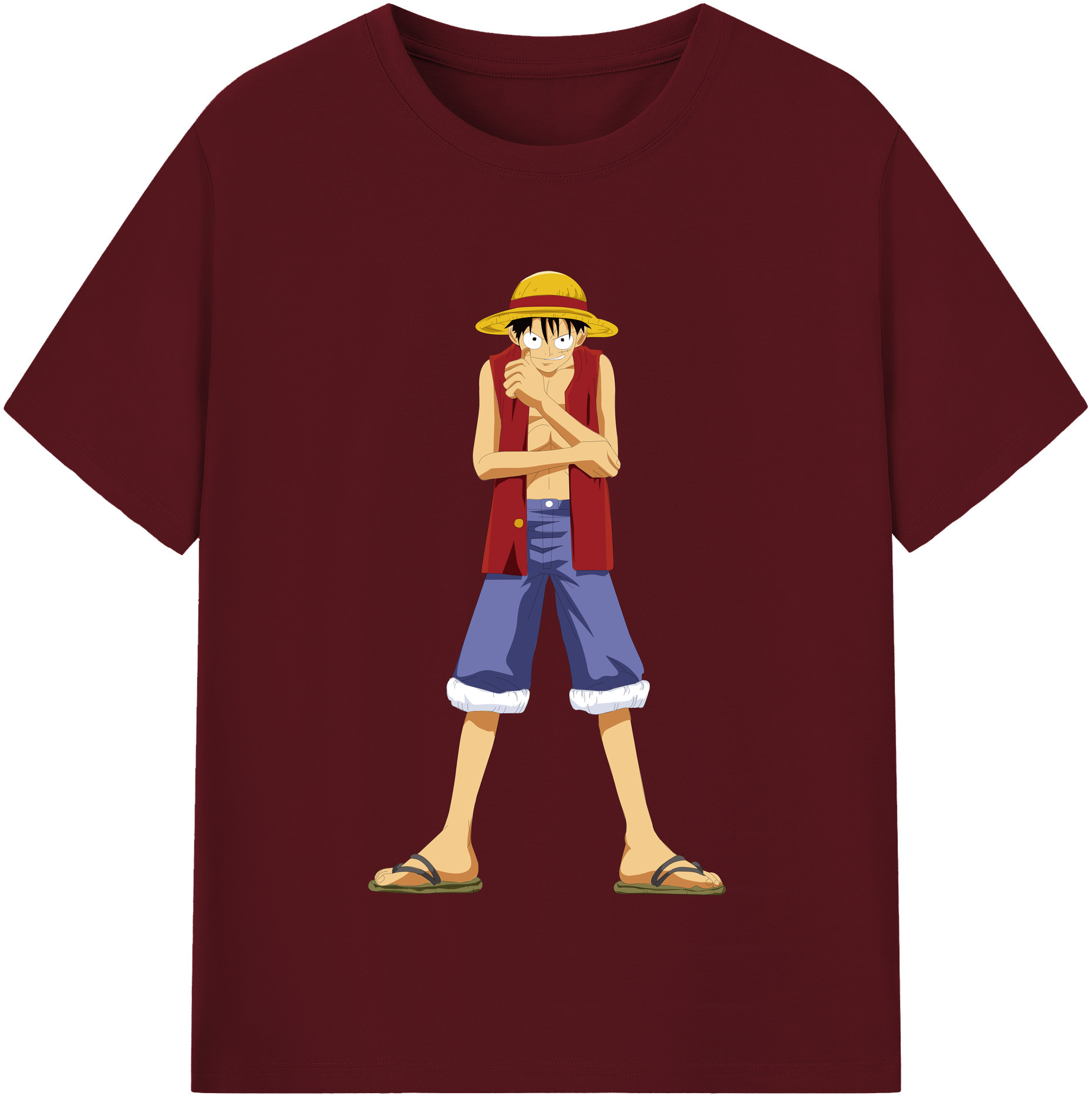 ワンピース モンキー・D・ルフィ ONE PIECE Monkey D. Luffy 綿100％半袖Tシャツ（フロントプリント）